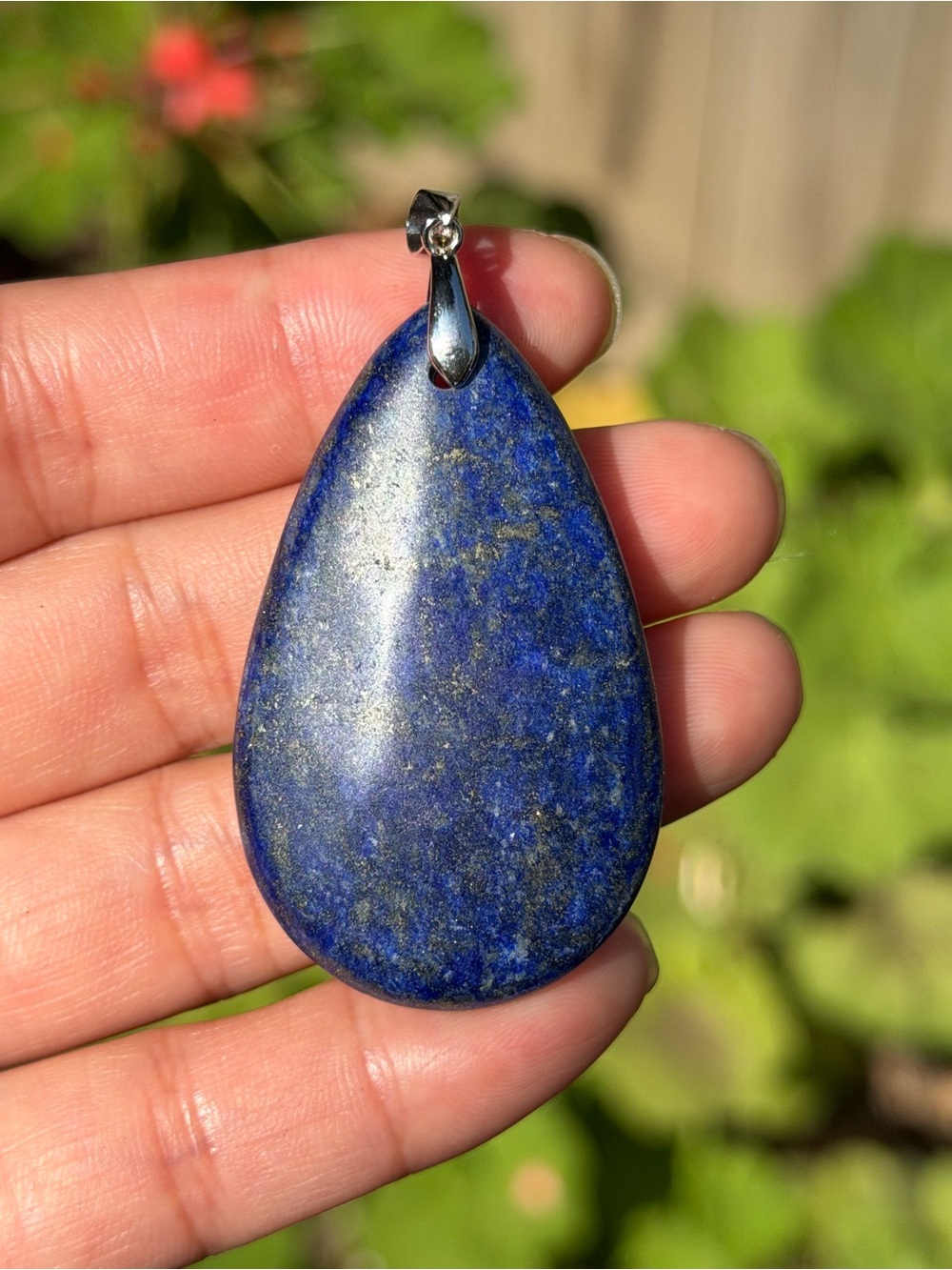 Lapis Lazuli Teardrop Pendant Necklace - Deep Blue Stone Palo - Picture 3 of 5